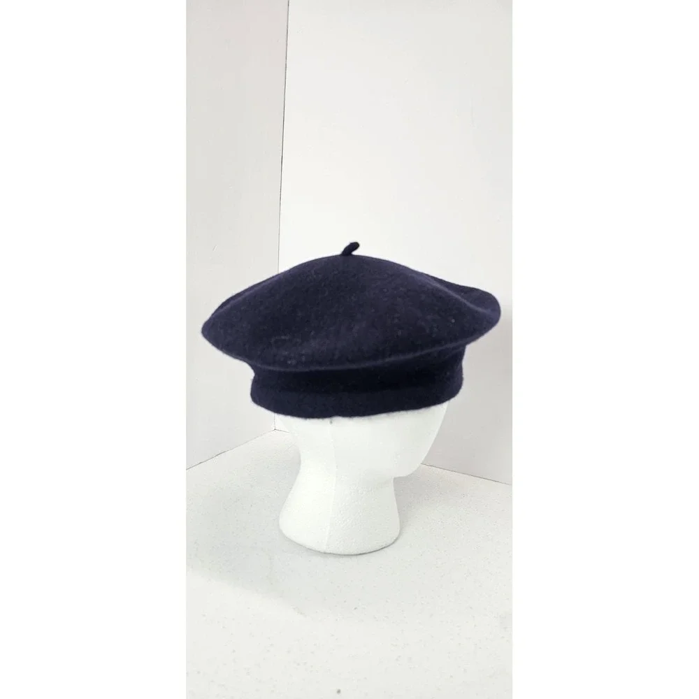 Vintage Navy Blue 100% Wool Beret Hat Made In Czechoslovakia French Style Cap - Picture 2 of 6